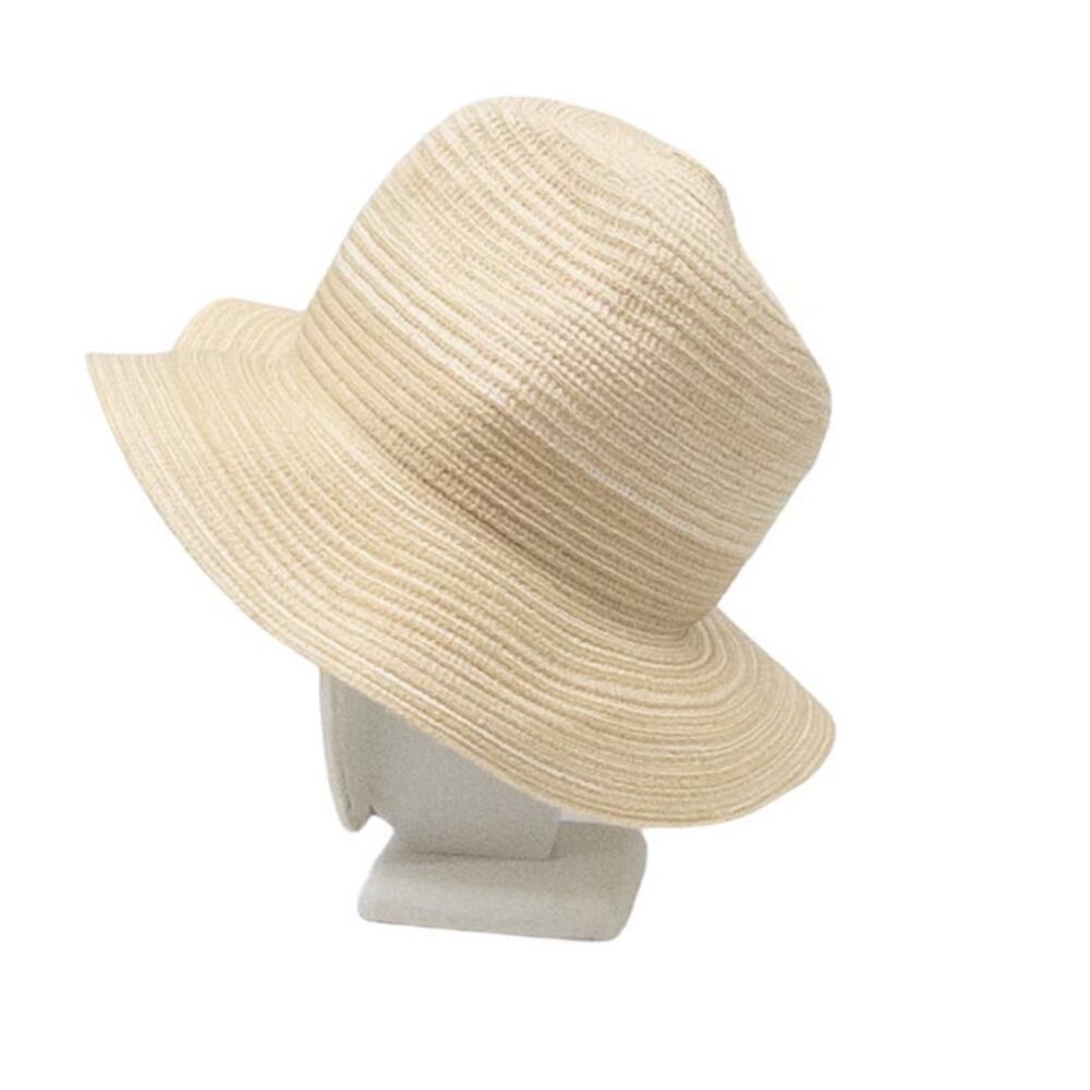 Free People Packable Fedora Straw Sun Hat Tan Two Tone Beach Vacation Women's OS